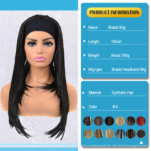 22 inches cheap braids synthetic wig heat resistant synthetic headband wig braided wigs for black women